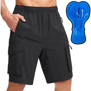 Men's Mountain Bike Shorts 3D Padded Lightweight Biking Riding Cycling Bicycle Loose-fit Biker Shorts Zipper Pockets Black X-Large