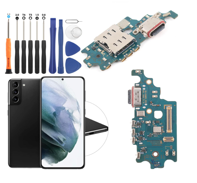 Dock Connector for Samsung Galaxy S21+ Plus 5G Charging Port Flex Cable Replacement for Samsung Galaxy S21 Plus 5G G996U USB Charger Dock Board Connector with Tools(Black)