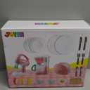 Joyin Play Kitchen Toys, Pretend and Play Food Kitchen Accessories GirlsToy with Coffee Maker, Mixer, Toaster with Realistic Lights& Sounds, Birthday Gift for Kids Ages 2 3 4 5, Pink