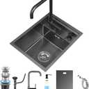 RV Kitchen Sink with Foldable Faucet and Cover Plate
13*15in Nano-Coated Stainless Steel Small Camper Sink, Space Saving Undermount Bar Sink with Drain Kit & Soap Dispenser