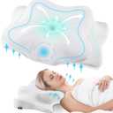 DONAMA Cervical Pillow for Neck and Shoulder, Contour Memory Foam Pillow, Ergonomic Neck Support Pillow for Side Back Stomach Sleepers with Pillowcase-Standard Size (Standard Size 21.65"Lx12.12"Wx4.13"H, White)