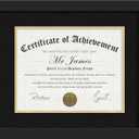 Picrit 11x14 Black Wood Diploma/Document Frame with Tempered Glass & Black over Gold Mat, and Display 15x18 Degree Certificate Frame without Mat for Wall, 1 pack