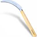 SHANFEEK Grass Sickle with Sawtooth Japanese Weeding Hoe Weeding Tools for Garden High Toughness Stainless Steel with Hard Solid Wood Handle(Yellow)