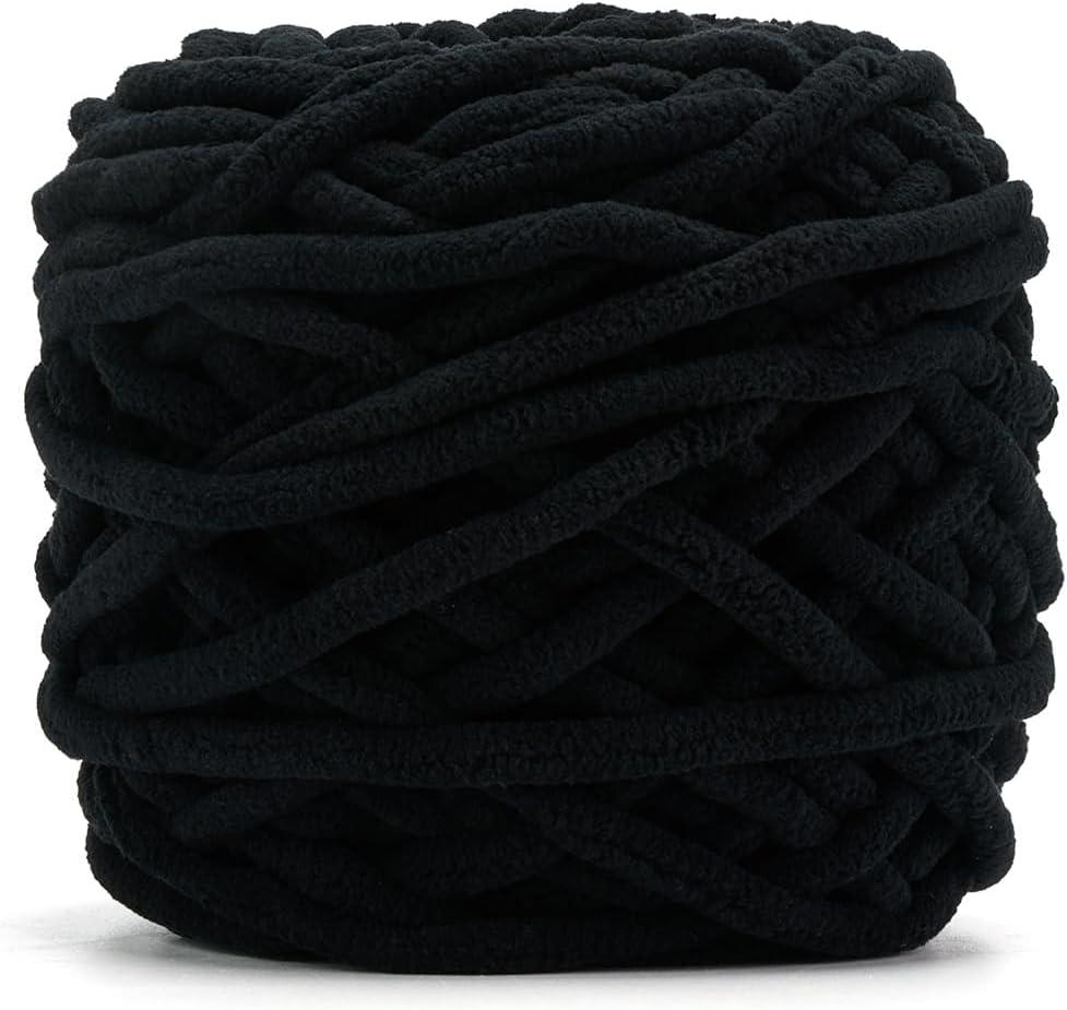 INNDUN Blanket Yarn 100g/3.5oz - Black Chenille Yarn 6 Super Bulky - 72 Yards - Knitting, Crocheting & Crafts Chunky Yarn