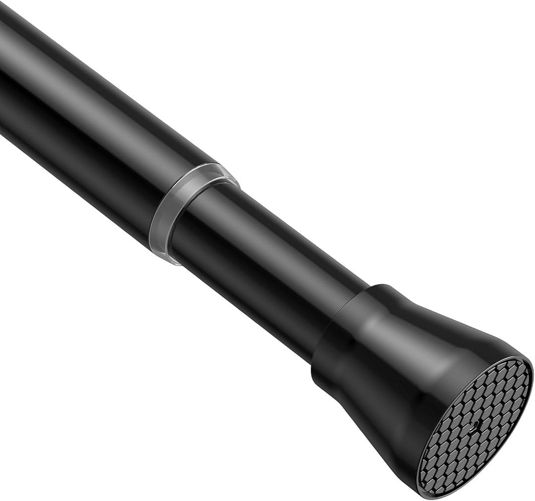 Tension Rods for Windows 28 to 48 Inch - Black Tension Curtain Rod | Spring Tension Rod, No Drill, Non Slip, Adjustable Curtain Rods
