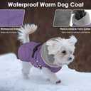 Dog Coat, Waterproof Dog Winter Jacket with Adjustable Buckle, Reflective Turtleneck Pet Snow Vest Warm Fleece Sweater for Small Medium Large Dogs - Purple, S