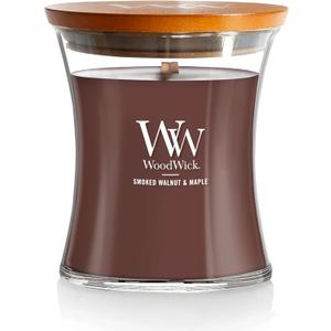 WoodWick Smoked Walnut & Maple Holiday Candle Gifts for Women and Men, 9.7 oz Medium Hourglass Candle with Crackling Wick