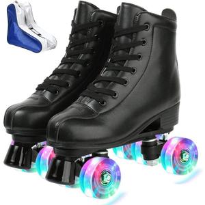 XUDREZ Roller Skate Shoes for Women Men PU Leather High-top Double-Row Roller Skates for Beginner, Professional Indoor Outdoor Roller Skates with Shoes Bag (43)