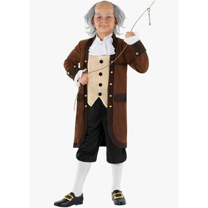 Morph Benjamin Franklin Costume Kids Colonial Founding Father Outfit for Presidents Day Celebrations M
