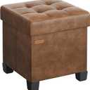 SONGMICS Storage Ottoman, Cube Ottoman with Legs, 15 x 15 x 15.7 Inches, Footstool, Footrest, 10 Gal. (37 L), Synthetic Leather, for Bedroom, Living Room, Dorm, Coffee Brown ULSF0512K03