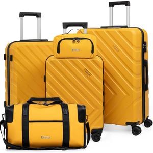 Luggage Sets 5 Piece,Suitcases with Wheels, Hard Case Luggage with Detachable Spinner Wheels,Carry On Luggage Set (5 Piece Sets (20"/24"/28"/DB/TB)) (MangoYellow)