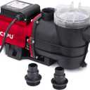 CIPU 1/2 HP Pool Pump with Timer, 3120 GPH Above Ground Pool Pump with Filter Basket and Hose Adapters, 115V Self-Priming Pool Filter Pump Replacement for Sand Filter Systems