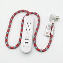 iHome 2 Outlet Power Strip, Nylon Braided Extension Cord, Flat Plug Power Strip to Use in Kitchen or Behind Furniture, Heavy-Duty Extension Cord with Multiple Outlets