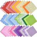 42Pcs 10"x10" Quilting Cotton Fabric Squares Sheets Pre-Cut Multi-Color Design Printed Floral Craft Fabric for DIY Sewing Scrapbooking Quilting Craft Patchwork (Red/Pink/Yellow/Green/Blue/Purple)