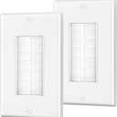 Brush Wall Plate, Single Gang Wall Plate Cable Pass Through for Low Voltage Wires, Cord Hider for Wall Mount TV, 2-Pack, White