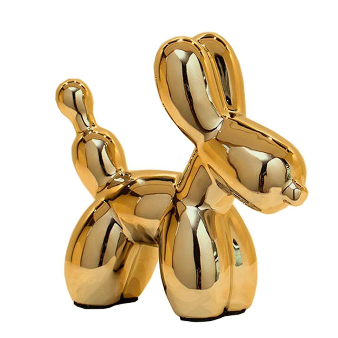 Steviieden Gold Balloon Dog Statue, Modern Ceramic Animal Sculpture, Cute Little Handmade Crafts Puppy Ornaments for Home Decor Table Decor Living Room Bedroom Office Desktop (Medium)