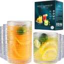 ISMASOAN Vintage Hobnail Drinking Glasses Set of 8, Cocktail Glasses 14 oz and 12 oz, Cups for Kitchen, Beaded Glassware, Highball Glasses for Whiskey, Juice, Water, Beer