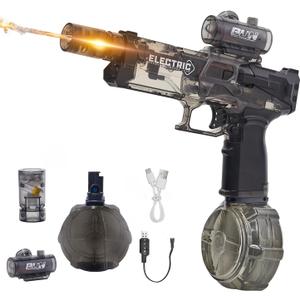 Electric Water Gun for Adults Kids: Powerful Squirt Gun, Automatic high Powered Pressure Blaster watergun with Realistic Led Muzzle Flame,28-32 FT RangePerfect Summer Gift Toys for Age 8-12 (Black)