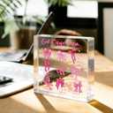 Positive Affirmation Bible Verse Desk Decor Acrylic Sign 4X4 Inch, Preppy Coquette Pink Bow Desk Decorative Signs for Shelf Tabletop Cubicle Room Office, Christian Gifts for Women Men Friends