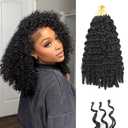8 Packs Burmese Curly Crochet Hair 14inch Knotless Curly with Spiral Curl Ends Synthetic Hair for Women Pre looped Bohemian Crochet Braids Braiding Crochet Hair Extensions (14inch, 1B)