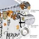 Riyidecor Happy Fall Shower Curtain for Bathroom Decor 60Wx72H Farmhouse Maple Leaf Pumpkin Floral Autumn Black White Plaid Wooden Rustic Art Printed Fabric Polyester Waterproof 12 Pack Plastic Hooks