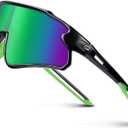 RIVBOS Youth Baseball Sunglasses for Kids(Boys&Girls) Polarized UV Protection Cycling Glasses RYS008 (Blackgreen Frame/Bluegreen Gradient Lens)