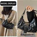 Women Y2k Trendy Shoulder Bag Small Cute Hobo Bag Top Handle Clutch Purse Buckle Punk Handbag