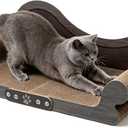 Extra Large Cat Scratcher Bed, 26.5" Sofa Shaped Cardboard Scratch Pad & Couch, Durable Cat Lounger, Furniture Protector for Large Cats & Multi-Cat Households (Wood Color)
