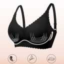Seamless Jelly Bras for Women 3 Pack - Deep V Wireless Push Up No Wire Womens Bra Padded Comfort with Support for Gifts (L)