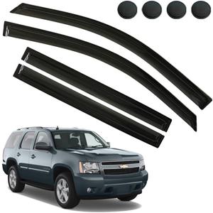 Rain Guards for Chevrolet (Chevy) Tahoe/GMC Yukon 2015-2020, Tape-on Side Window Deflectors for Chevrolet Tahoe, Window Visors for Chevrolet Cars, Car Accessories 4 Rain Guards  4 Car Coasters