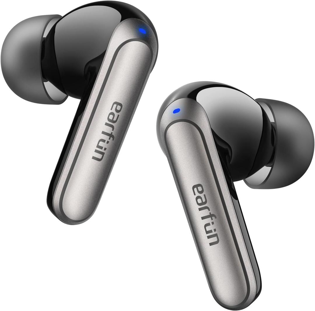 EarFun Adaptive Noise Cancelling Wireless Earbuds, 6 Mics AI ENC Call, Hi-Res Sound, LDAC, 40H Playtime, Multipoint Connection, Comfortable Fit, App Customization, Google Fast Pair, Wireless Charge (Black)
