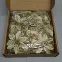 Kisflower 24PCS Poinsettia Artificial Flowers Gold Christmas Flower Decorations with Clips and Stems, Glitter Christmas Tree Ornaments for Xmas New Year Wedding Party (Gold)