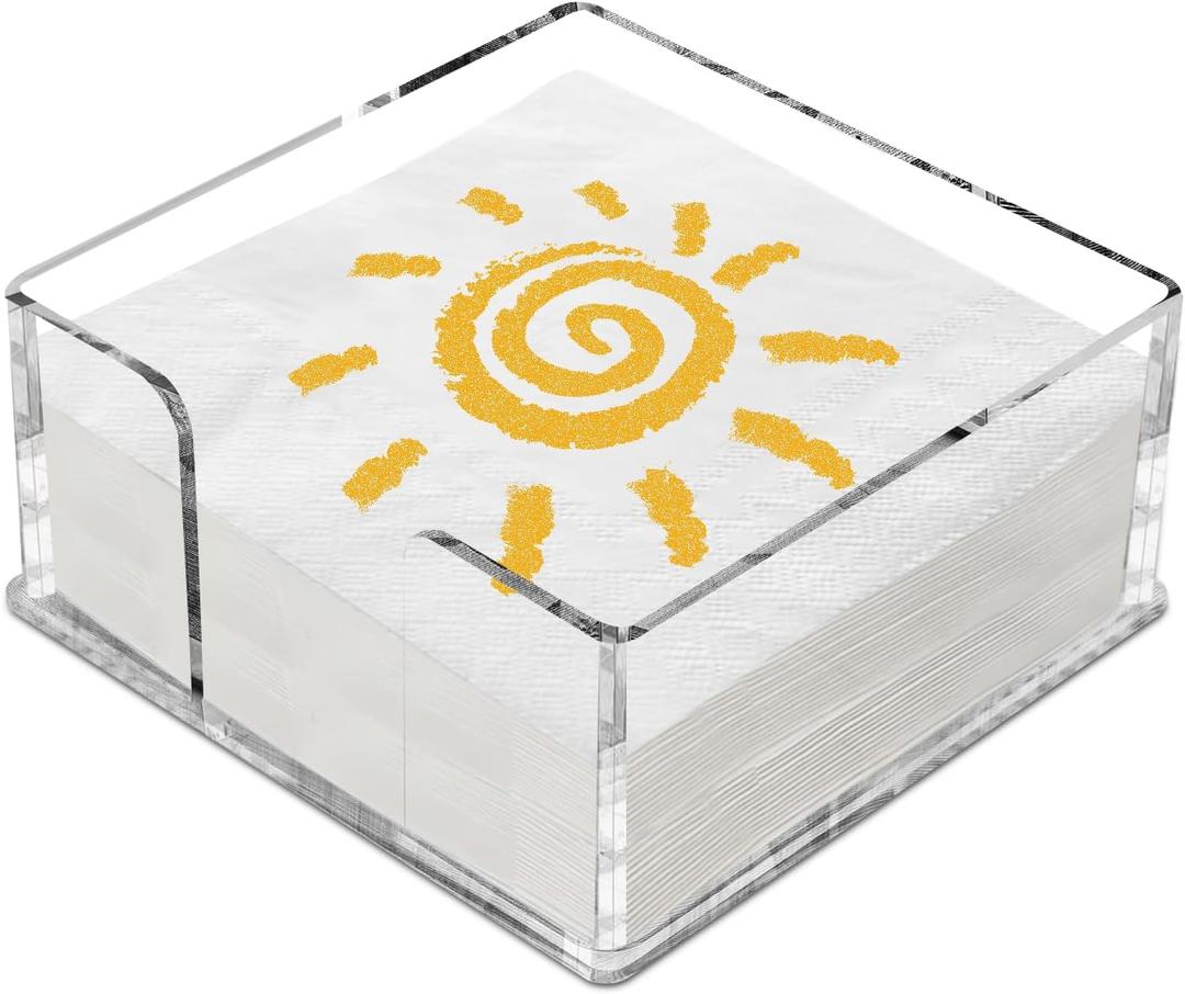 Napkin Holder for Table, Suitable for Kitchen, Restaurant, and Outdoor Use, Paper Cocktail Napkin Holder that Matches Various Dining Room Decor Styles(5'' x 5'' x2.3'', Acrylic)
