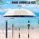 Talltalk 2 Pcs Beach Umbrella with Universal Clamp Adjustable Beach Shade UV Protection Chair Portable Outdoor Umbrella for Camping Patio Chairs Golf Carts