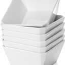 6 x Samsle Porcelain Cereal Bowls, 16 oz Square Serving Bowls Set, 5 Inch White Ceramic Bowls for Salad, Soup, Snack, Dessert and Marmalade, Dishwasher & Microwave Safe, Set of 6