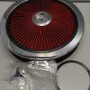 A-Team Performance High-Flow Air Cleaner Assembly - 14x3in, Red Chrome Top & Base Red Air Cleaner Element - Performance Auto Parts & Replacement Filter - Compatible with Chevrolet, GMC & Ford