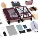 Luggage Sets 5 Piece Suitcase with ABS Hard Shell Lightweight TSA Lock and Double Rotatable Detachable Wheels(Navy,20"/24"/28"/DB/TB) (RoseGold)