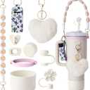 Stanley Cup AccessoriesI Bottle Handle Carrier Strap,Silicone Cup Boot, Lipstick Holder, Straw Topper & Spill Stopper Cute Decorative Charms, Accessories for Stanley Cup 40oz/30oz Decor (Almond Rose)