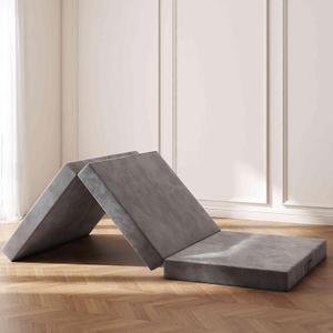 Swbvs Tri-Fold Memory Foam Mattresses, 6 inch Twin Folding Mattress with Washable Covers, Reversible Design, Foldable Topper for Travel&Guests 75"x38"x6" (Grey)