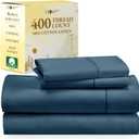 California Design Den Full Size Bed Sheets Set - Soft 400 Thread Count Sateen, Natural 100% Cotton Sheets with Deep Pockets, Breathable, Cooling and Durable Bedding Set - Peacock Blue