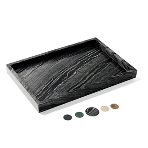 Marble Bathroom Vanity Tray, Natural Luxury Vanity Home Kitchen Bathroom Table Tray, Stone Decorative Countertop Dresser Trays for Key Coffee Perfume Jewelry Makeup (Green Texture, 12"x 5" x1.2")