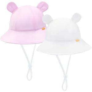 POMIJIAN Baby Sun Hat Girls UPF 50+ Beach Kids Hats Boys Wide Brim Cute Toddler Bucket Hat Floppy Infant Sun Hats 1 Pack Size 50