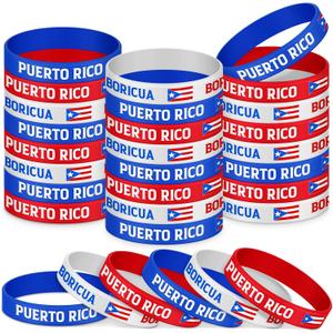 60 Pcs Puerto Rico Bracelet Bulk Country Flag Rubber Bracelets Puerto Rico Souvenirs Gifts Pr Flag Party Favors