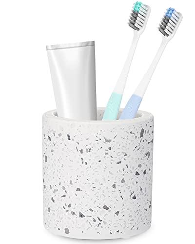 Diatomite Toothbrush Holder, BOJDOPIE Water Absorption Quick Drying Bathroom Countertop Organizer, Stand Cup for Toothpaste Makeup Brushes Razors (White)