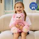 MorisMos Teddy Bear Stuffed Animal,14'' Long Fur Stuffed Bear Plush Toy Gift for Kid Girl Boy Toddler Teen Adult,Cuddly Teddy Animal Toy Decor for Baby Shower Birthday Valentine’s Day Party Favor,Pink