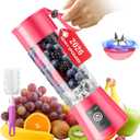 Cordless Portable Personal Size Blender - Mini Blender Make Smoothies and Shakes, 380Ml BPA Free Travel Cup, Powerful Blending Suit in Office/Home/Gym (RoseRed)