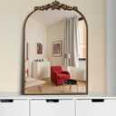 Ornate Baroque Vintage Gold Mirror - 19"X27" Arched Antique Brass Mirror with Full Metal Frame - Perfect for Entryway, Fireplace, Living Room, Hallway, or Bathroom Décor