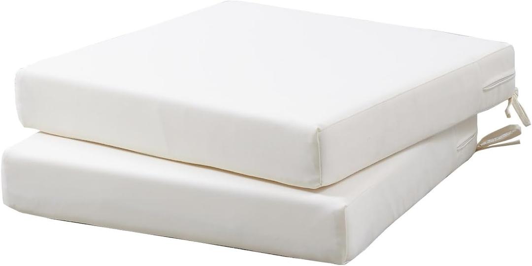 Outdoor Seat Cushion Replacement for Garden Swing Furniture Set of 2, 20 x 20 Inch, White