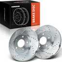 A-Premium 11.42 inch (290mm) Front Drilled and Slotted Disc Brake Rotors Compatible with Select Nissan and Infiniti Models - Quest 2004-2007/2009-2017 3.5L, M45 2003-2004 4.5L, Q45 2002-2006 4.5L