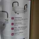 Drive Medical 2-in-1 Raised Toilet Seat with Removable Padded Arms - Elevated Bathroom Safety Support - Secure Locking Attachment - Easy Height Assistance - Durable Construction, Standard Toilets